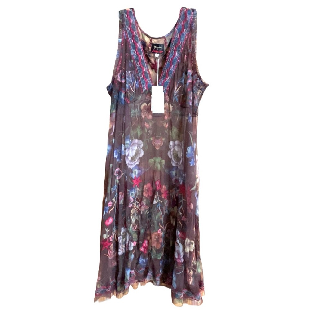 NWT Biya Johnny Was Embroidered Mesh Dress